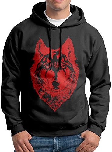 CHZS Men's Alpha Wolf In Red Color And The Dragon In His Forehead Hoodie