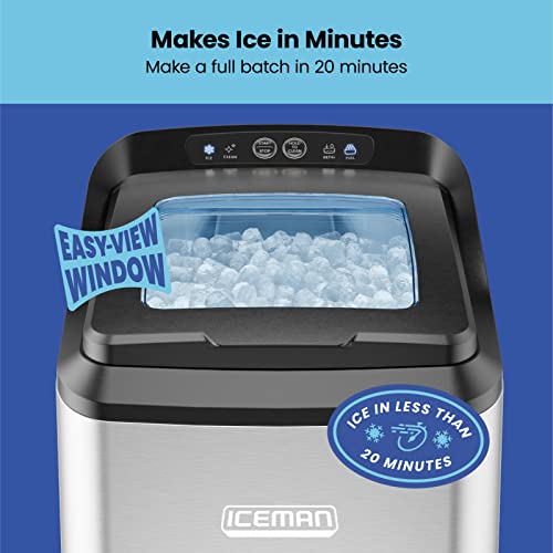 Iceman Countertop Ice Maker Nugget Ice Machine, Waterline Compatible