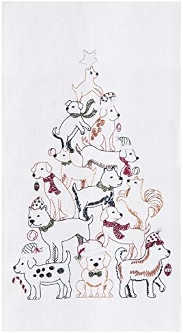 Puppy Dog Christmas Tree Flour Sack Kitchen Towel