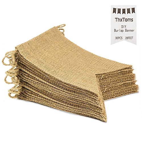 ThxToms 30Pcs Burlap Banner, DIY Decoration for Wedding, Baby Shower and Party, 29feet