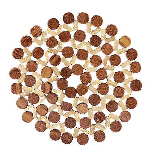 Yosooo Round Bamboo Cup Pot Dish Pad Holder Heat Resistant Table Mat Placemat Kitchen Dinning Room Pot Pan Bottle(L)