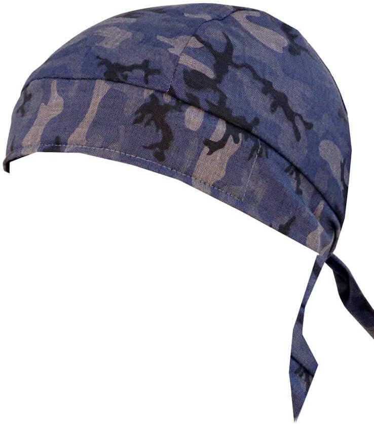 Skull Cap Biker Caps Headwraps Doo Rags - Distressed Blue Camo
