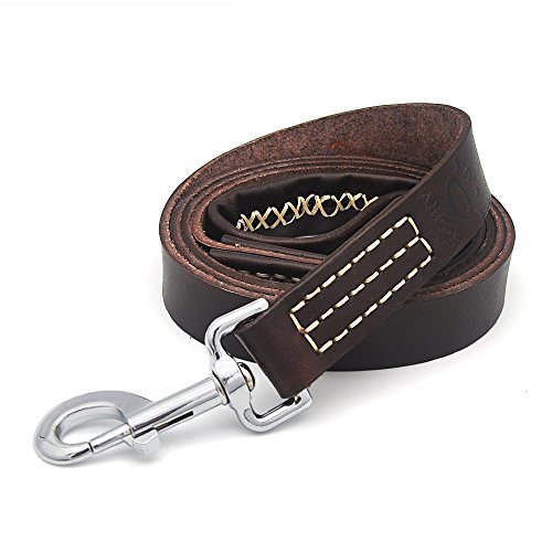 Leather Dog Leash Italy Cowhide 6 Foot & 1″ with Wrapped Handle Never