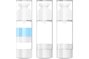 GIVITASOT 1OZ/30ML Airless Pump Bottles, 3 Pack Lotion Dispenser Travel Size Pump Bottles, Vacuum Cosmetic Travel Bottle for Lotion, Creams, Foundation, Cosmetic, with Labels, Wooeden Stick