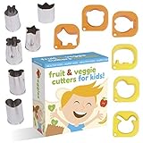 Fruit And Vegetable Cutter shape set For Kids By UpChefs - 12 Animal and Fun Shaped Mini cookie Cutter Mold Food Cutouts for Bento Lunch Boxes - Fruit & Veggie slicer press Stamp set for picky Eaters