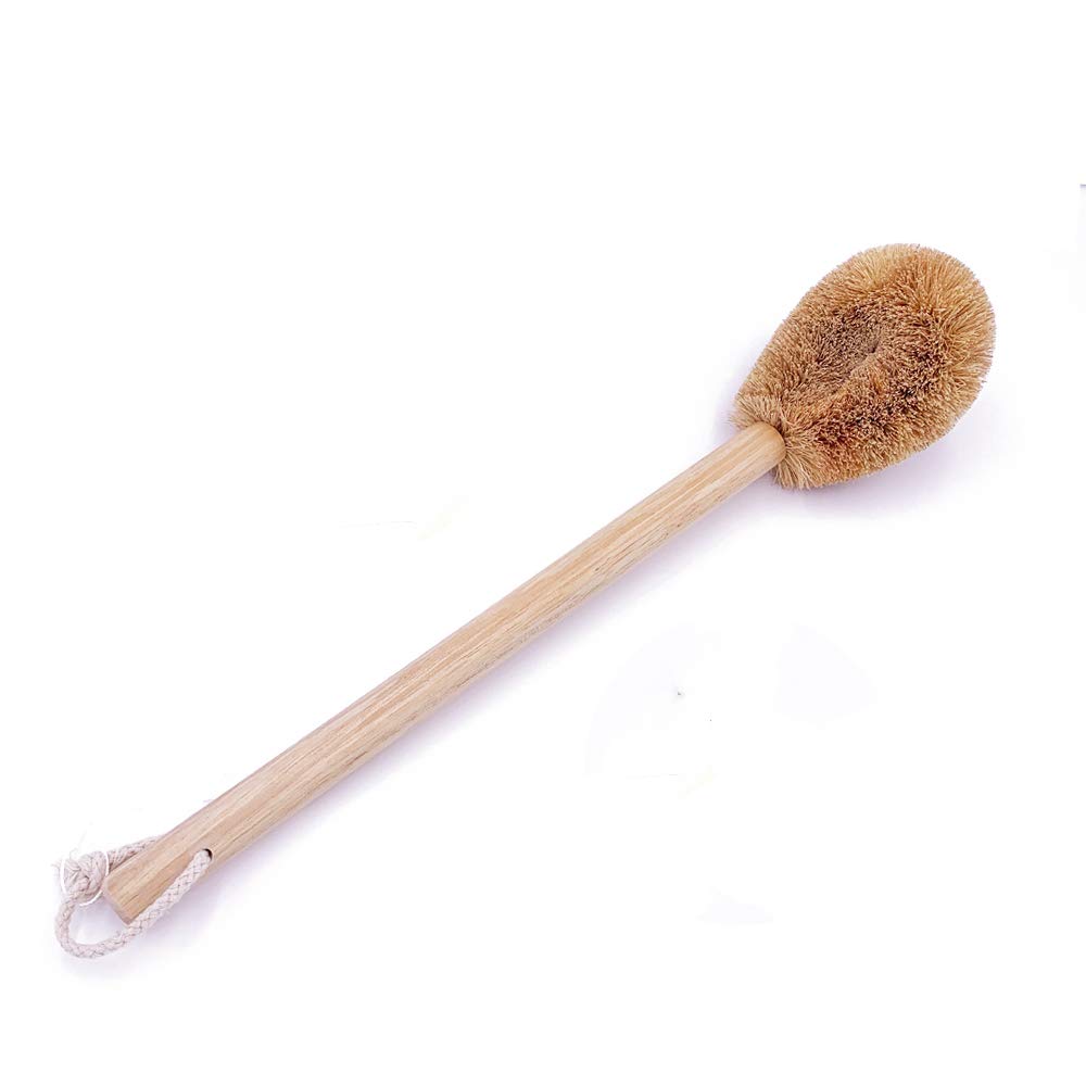 Natural Coconut Fibre Toilet Brush - Environmentally Friendly Wood Handle with Cotton Lanyard