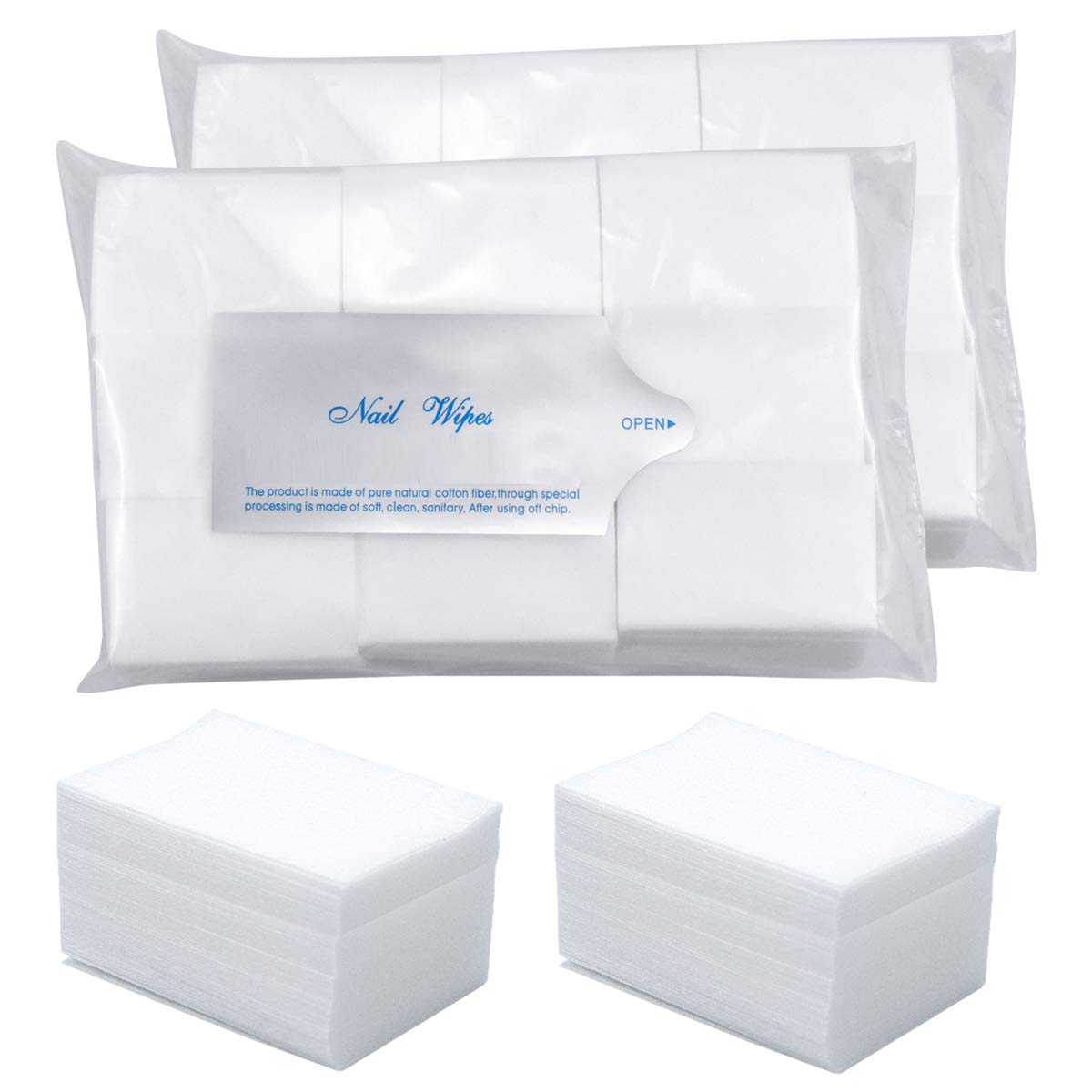1200 Pcs Lint Free Nail Art Wipes, Cotton Cleaner Wipes Pads for Nail Art UV Gel Acrylic Polish Remover