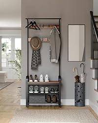 VASAGLE Coat Rack, Hall Tree with Shoe Bench for