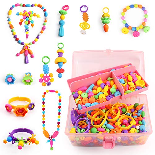 Tomons Pop Snap Beads Set - 530Pcs+ Creative DIY Toy Pop Beads Jewelry Making Kit for Rings, Bracelets, Necklaces Arts and Crafts Educational Beads for Girls, Toddlers, Kid