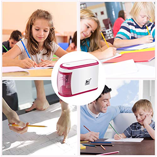 Electric Pencil Sharpener,Battery Operated(No Cord),Electrical Automatic Sharpener with Auto Stop Feature, Electric Sharpener for Home/School/Office,Small and Durable,Kid Friendly (Pink)