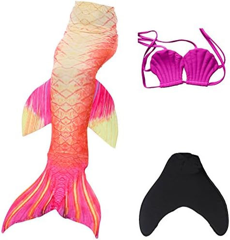 MENAFIN Girls Fin Mermaid Tail Swimwear With Monofin Costume Swim Sets