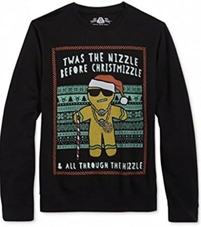 American Rag CIE Mens Small Gingerbread Crewneck Sweater Black X Large