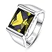 BONLAVIE 10ct Mens Peridot Ring 8 * 12mm Square-Cut Vintage Solitaire Ring 925 Sterling Silver Mens Ring August Birthstone Ring Engagement Wedding Bands Ring Size 8