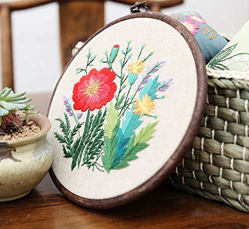 Cross Stitch Stamped Embroidery Kit - Eafior DIY Beginner Counted Starter Cross Stitch Kit for Art Craft Handy Sewing Including Color Pattern Embroidery Cloth,Embroidery Hoop,Color Threads,Tools Kit