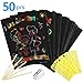 Yoart Rainbow Scratch Paper, 50 Pieces Scratch Art Paper for Kids with 5 Wooden Styluses and 4 Drawing Stencils Gift Arts Crafts(Included Pencil Sharpener)