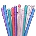 DAKOUFISH 11 Inch Long Glitter Black Reusable Tritan Replacement Drinking Straws for 16 oz & 24 oz Mason Jar,Tumblers, Set of 12 with Cleaning Brush (11inch, Glitter Black)