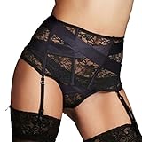 Shymay Women's Shaper Garter Belt Black Lace Tummy Control Stretch Suspender Belt