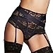Shymay Women's Shaper Garter Belt Black Lace Tummy Control Stretch Suspender Belt