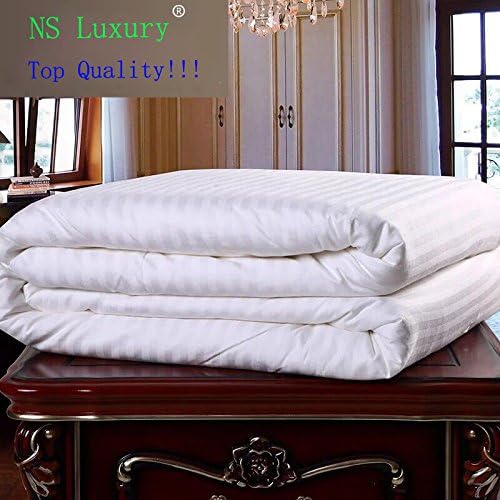 NS Luxury 100% Mulberry Silk Duvet Silk Comforter Silk Filled Comforter Silk Quilt Silk Doona(87x95inches) Bedspread Coverlet Blanket for All Seasons Use(Queen, White)