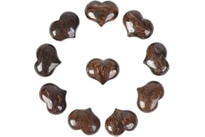 Justinstones Natural Bronzite Gemstone Healing Crystal 1 inch Mini Puffy Heart Pocket Stone Iron Gift Box (Pack of 10)