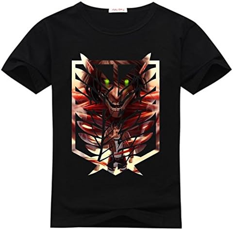 Shanshan Chen Attack On Titan Youth T-Shirts Black Size M(10-12Y,Chest:84cm)