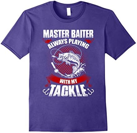 Mens Master baiter fishing t-shirt-funny idea gift for fishermen Large Purple