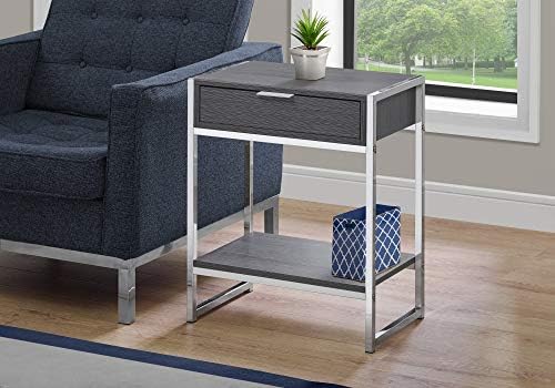 Monarch Specialties I Accent, END Table, Night Stand, GREY