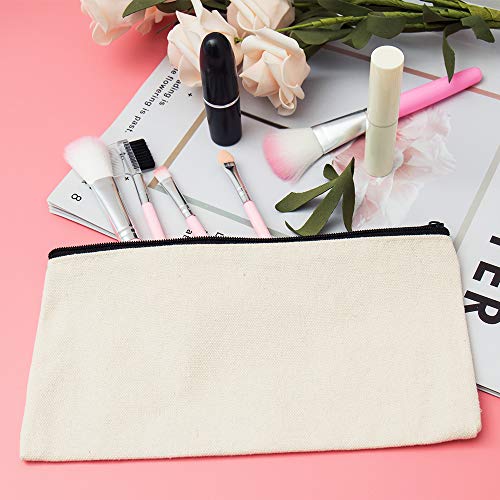 SUBANG 16 Pieces Blank DIY Craft Bags,Canvas Zipper Bag,Bill Bag,Makeup Bag,Pencil Case,Coin Cash Purse,8.27 x 4 Inches - Thumbnail 4