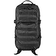 Mil-Tec Unisex Assault Pack - Rugged Durable Lightweight Ergonomic Versatile Tactical Outdoor Camping Hiking Backpack with Adjustable Padded Shoulder Straps & MOLLE Loops, Black, 20L