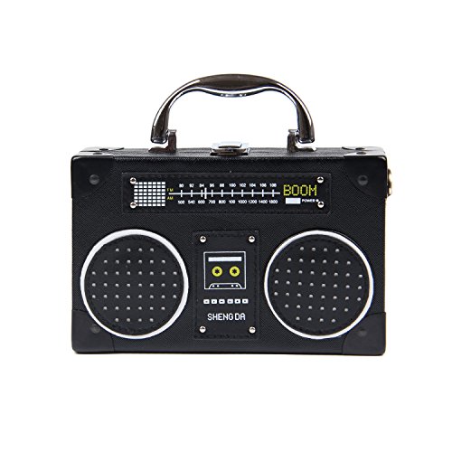 Kuang Unique Vintage Radio Shaped Cross-body Bag Women Clip Clasp Shoulder Bag Handbag