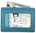 DEEZOMO RFID Blocking Genuine Leather Credit Card Holder Front Pocket Wallet With ID Card Window - Light Blue