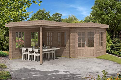 Alpholz 5-Eck Gartenhaus Pepe-28 aus Massiv-Holz | Gerätehaus mit 28 mm Wandstärke | Garten Holzhaus inklusive… – Bild 5