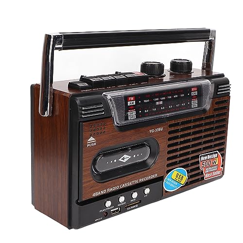 Retro Boombox Cassette Player, AM FM Radio Player, Portable Radio Cassette Player Recorder Noiseless Support Storage Card, USB, Earphone Jack,Good Gifts (UK Plug)