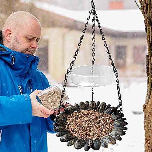 ERYTLLY Bird Feeder Hanging Tray,Seed Tray Bird Bath Tray 2 Trays for Bird Feeders Attracting Pet Hummingbird Feeder for Outdoor Garden Backyard Decorative Copper (1 Pack) - Thumbnail 2