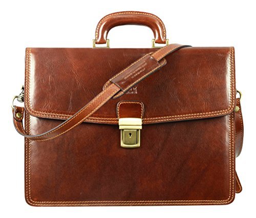 Full Grain Leather, Medium, Brown, Handmade, Briefcase, Laptop Bag, Classic Style - Time Resistance