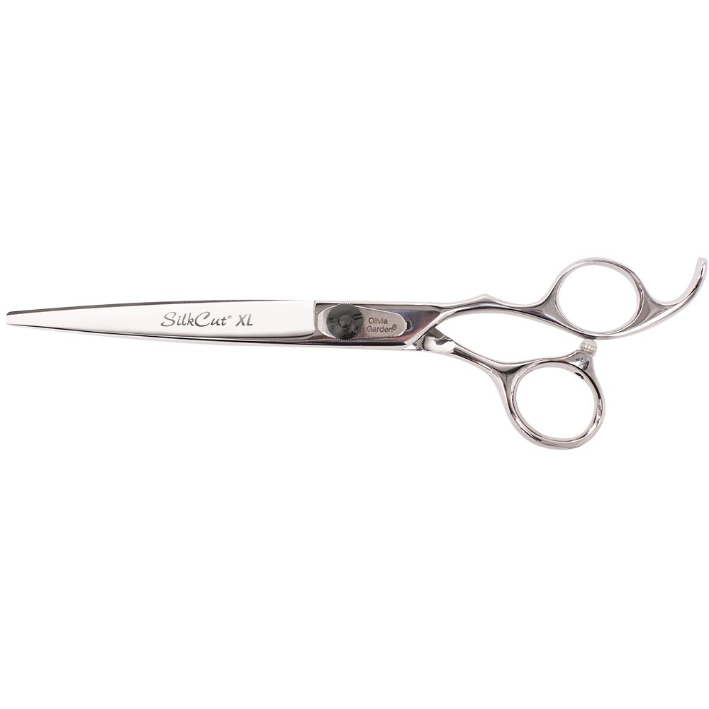 Olivia Garden Silkcut XL 7.0" - Barber Scissors in Pouch - Ergonomic Handle, Larger Thumb & Finger Holes, For Professional Hairdressers