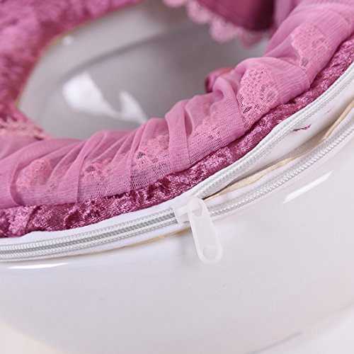Freahap Toilet Cover Set Lace Bathroom Decor Tank Cover Toilet Lid Cover Toilet Seat Cover Purple