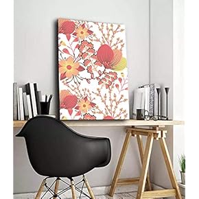 Red Flower Painting Wall Decor for Living Room Wood Framed
