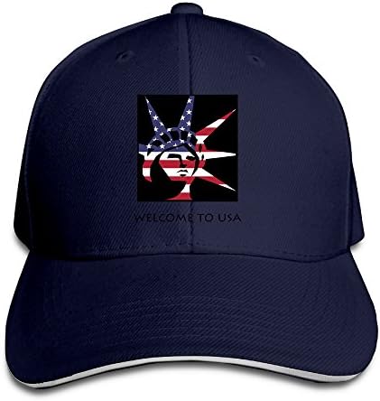 Unisex Americana Collection Statue Of Liberty Cool Adjustable Sandwich Peaked Sport Cap/Hat Navy