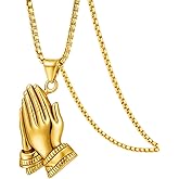 Exquisite Silver Prayer Hands Necklace - A Symbol of Faith, Elegance, and Spiritual Connection - 1pc Prayer Hands Stainless Steel Chain Pendant