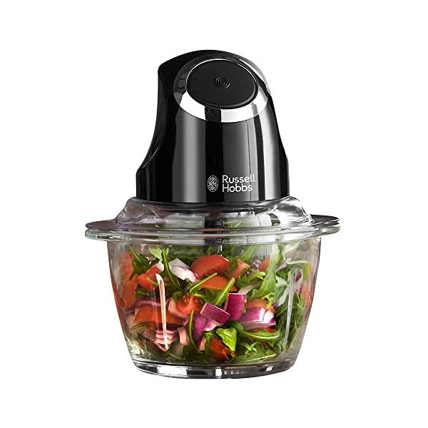 Russell-Hobbs-24662-Desire-Mini-Chopper-Vegetable-and-Onion-Chopper-500-ml-Capacity-Glass-Bowl-Matte-Black-200-W Russell Hobbs 24662 Desire Mini Chopper, Vegetable and Onion Chopper, 500 ml Capacity Glass Bowl, Matte Black, 200 W