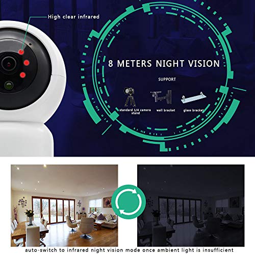 WiFi Security Camera 720P, PT Auto Tracking, Wireless HD, Motion and Sound Detection Cloud Storage, Surveillance CCTV IP Network Cam Systems