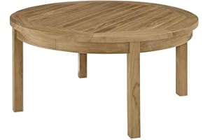 Modway Marina Premium Grade A Teak Wood Outdoor Patio Round Coffee Table in Natural