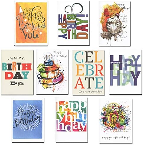 Birthday Cards Business Assorted 30 Cards (10 Designs) w/Greetings Inside USA Made, 32 Env