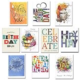 Birthday Cards Business Assorted 30 Cards (10 Designs) w/Greetings Inside USA Made, 32 Env