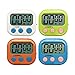 Xpeciall 11 Kitchen Timers Clock with Big Digits Loud Alarm Magnetic Backing and Stand with Large LCD Display for Cooking Baking (4 Pack, 4 Color)