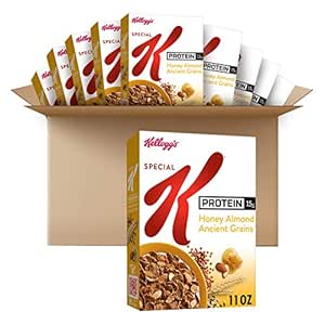 Kellogg's Special K Protein, Breakfast Cereal, Honey Almond Ancient Grains, A Good Source of 9 Vitamins and Minerals, 11oz Box(Pack of 10)