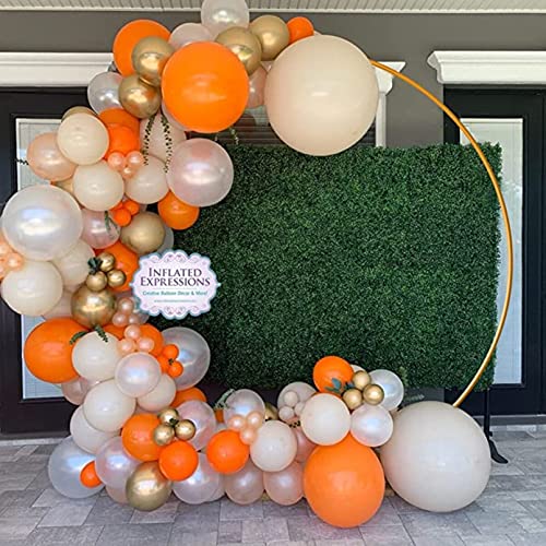 AM ANNA Round Metal Arch Backdrop Stand 6.5ft,2 Meter Wedding Arch Circle Balloon Arch Iron Frame Decoration for Valentine Graduation Party Event Photo Background (Golden Circle Balloon Arch Stand)