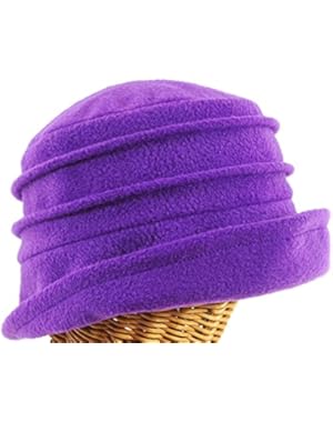 Womens Dip Brim Fleece Pleated Cloche in Purple Made in Massachusetts