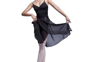 Hoerev Adult Sheer Wrap Skirt Ballet Skirt Ballet Dance Dancewear, Black, L